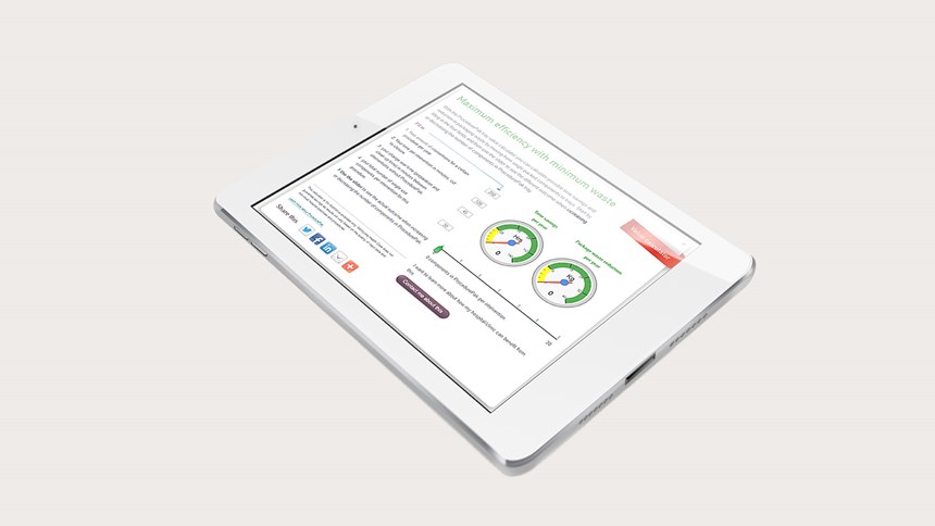 Tray Value Calculator de Mölnlycke desde la pantalla de una tablet
